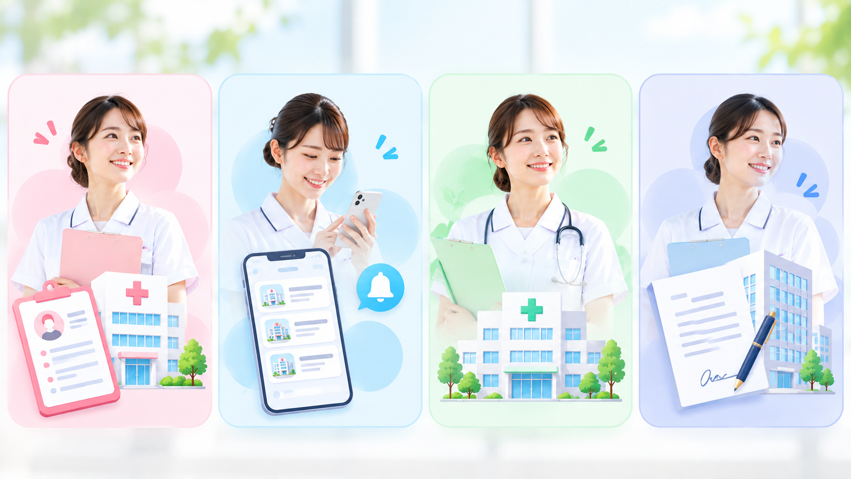 4つの看護師転職サービスを比較するイメージ