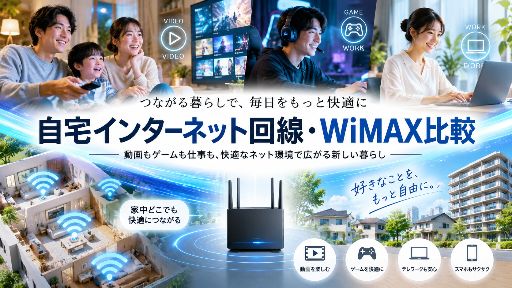 WiMAXと光回線を比較|BIGLOBE WiMAX +5G・BIGLOBE光・NURO 光・SoftBank 光の違い